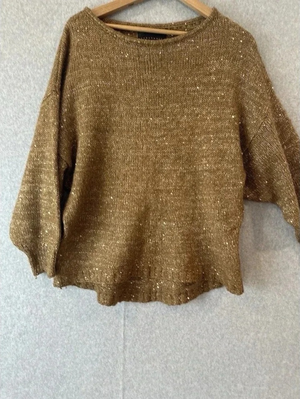 Sanctuary Metallic Gold-Brown Scoopneck Sweater